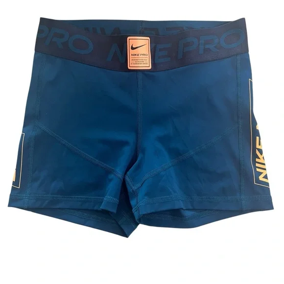 NWOT Nike Pro Dri Fit 3” Athletic Running shorts navy blue orange small - Picture 4 of 15